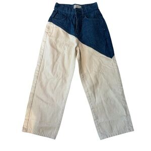 Triarchy Two-Tone Denim and Cream Pants